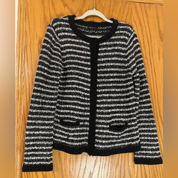 Anne Klein Sweaters - Anne Klein Black and White Textured Cardigan - Size L